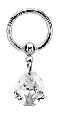 Piercing Capezzolo Gioiello Clip Anello Bcr + Grande Cristalli Zirconi Goccia - Immagine 1 di 2