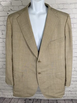 Chaqueta Blazer Elia Levi Hecha a Mano Marrón Beige A Cuadros Dos Botones Vintage 44 * Foto 1 de 4