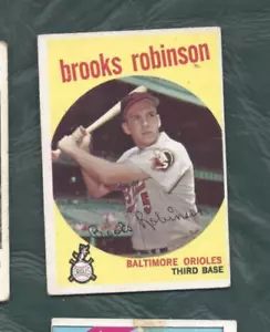 Tarjeta de béisbol 1959 Topps #439 Brooks Robinson Baltimore Orioles en muy buen estado espalda blanca - Imagen 1 de 2