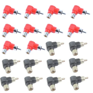 20 piezas RCA conector ángulo recto adaptadores M/F macho a hembra codo 90 grados - Imagen 1 de 3