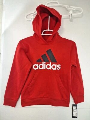 Pulôver com capuz Adidas Youth Boys pequeno (8) vermelho brilhante essencial novo com etiquetas - Imagem 1 de 3