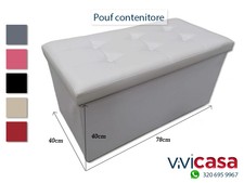 POUF PORTAOGGETTI RIPIEGABILE CASSA PANCA CONTENITORE PELLE RIGIDO POGGIAPIEDI