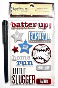 Recollections Batter Up! Baseball Stickers Scrapbooking Embellishment Card - Picture 1 of 1