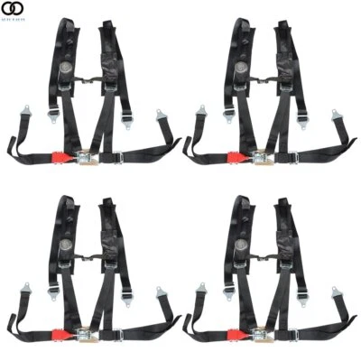 4件装安全带束带4点2英寸衬垫黑色适用于Polaris RZR XP S 4 1000美国 — 第 1/4 张图片