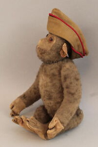 RARE Antique c1920 German SCHUCO Mohair Yes-No Mechanical Monkey Glass Eyes, NR
