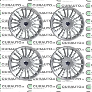 KIT SET 4 COPRICERCHI COPPA RUOTA LANCIA YPSILON Y (843) ARGENTO D15" NUOVO LOGO - Foto 1 di 6