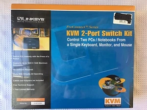 Linksys KVM 2-Port Switch Kit ProConnect Series, KVM100SK, New In Box - Picture 1 of 6