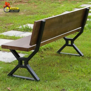 Bench Legs 16 Inch Triangle Metal Chair Base Legs with Backrest Bracket Set of 2 - Picture 1 of 12