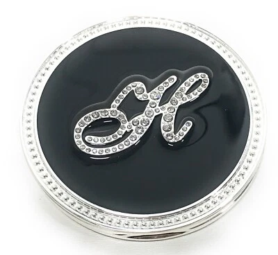 Lori Greiner - Black Dual Magnifying Mirror With Crystal (Initial H) - Image 1 of 3