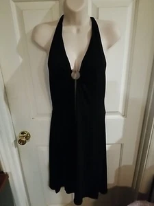 Joyce Leslie Halter Neck Black Mini Dress Ring Detail On Front  (RT$49.90) Sz: M - Picture 1 of 12