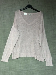 Gap Knitted Jumper Womens Size XL Pink V Neck Cotton Sweater - Picture 1 of 7