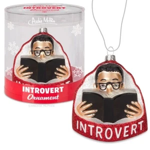Introvert Gift Christmas Ornament Book Lover Holiday Archie McPhees Unopened - Picture 1 of 2