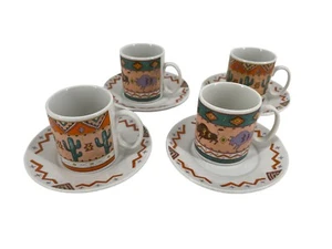 2 Sets of Mikasa Studio Nova El Paso Western Style Espresso Cups and Saucers - Picture 1 of 11