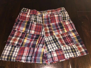 EUC Boys Rugged Bear Madras Plaid Checkered Patchwork Shorts Sz 5 Adj Waist - Picture 1 of 3