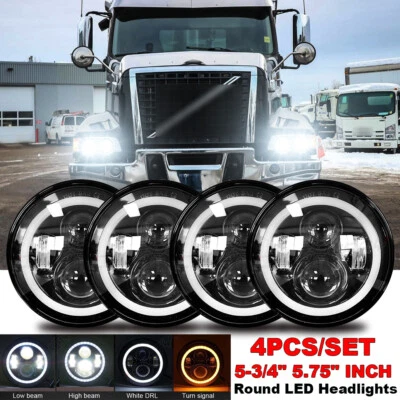 For Volvo VHD 2001-2019 4x 5-3/4" 5.75 Inch LED Projector Headlight Headlamp Kit - Image 1 of 4