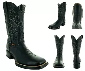 Soto Stiefel Herren breite eckige Zehenpartie Stiefel H50019; schwarz, Größe 10,5 - Bild 1 von 1