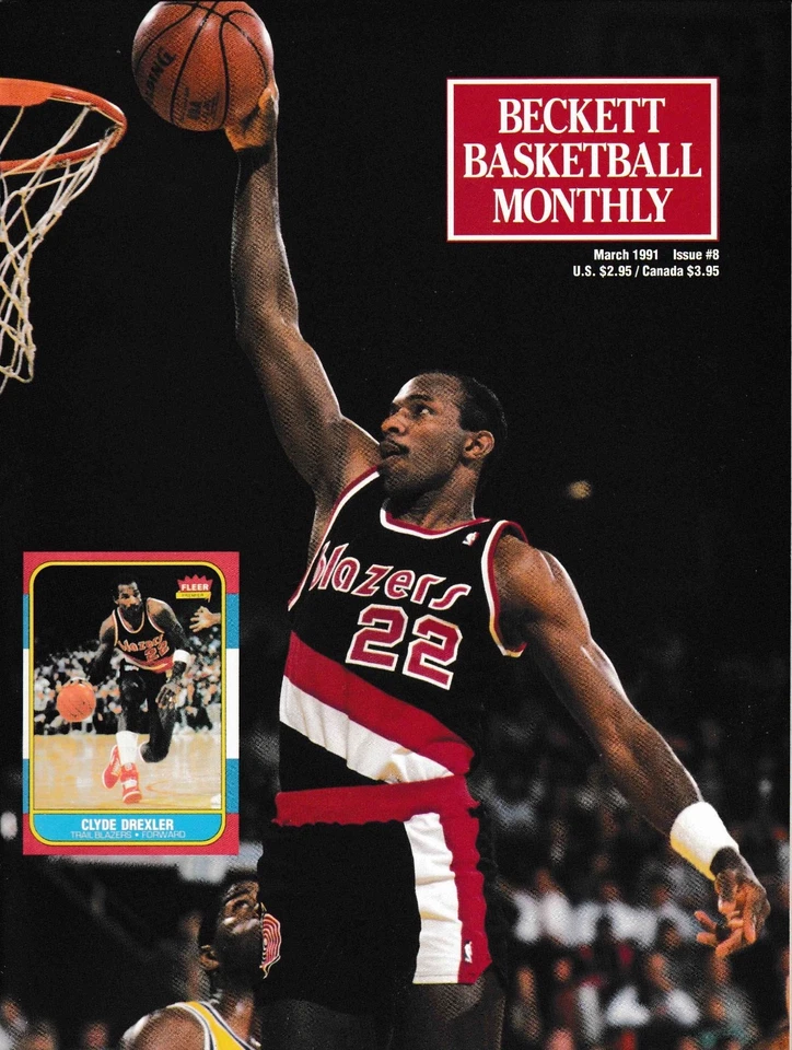 Revista de baloncesto Beckett, edición #8 de marzo de 1991 Clyde Drexler en portada Foto 1 de 1