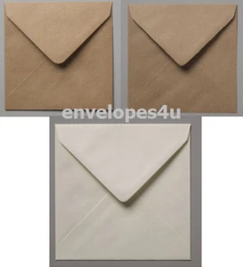 Buste 100x100 mm (sotto 4x4") quadrate marroni a costine, macchia kraft, bianche e avorio - Foto 1 di 6