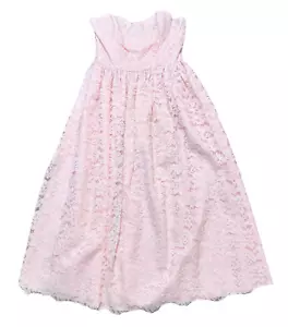 70s/80s Pink Lace Prom Dress UK 12 | Vintage Strapless Party Dress | Retro Dress - Picture 1 of 6