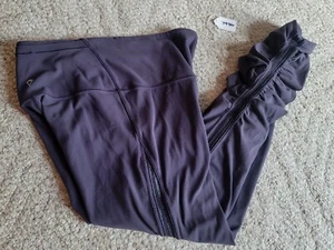 Ivivva Lululemon Girls Leggings Sz 14 Purple Mesh Strip Ruched Ankle 7936 - Picture 1 of 9