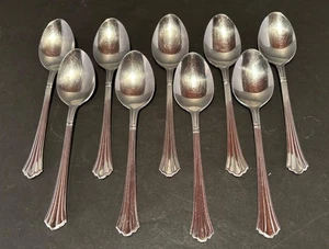 9 DORIANISCHES MUSTER EDELSTAHL SUPPEN LÖFFEL 7 3/8" KOREA - Bild 1 von 4