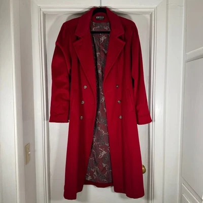 JOFELD Forstmann Vintage Wool Blend Red Longline Overcoat Vintage Made in USA - Image 1 of 4
