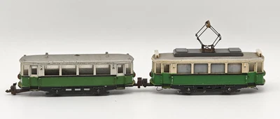 HAMO Straßenbahn + Beiwagen Oberleitung Oldtimer Zink Modell selten Rarität RAR - Bild 1 von 4