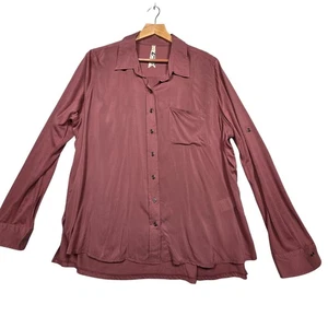 NWT 7 For All Mankind Luxe Dusty Rose Button Up Shirt Size 1X - Picture 1 of 7