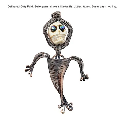 Venta Black Friday Cobre Howlita Piedras Preciosas Titanio Cuentas Calavera Hueso Cara Colgante Foto 1 de 4