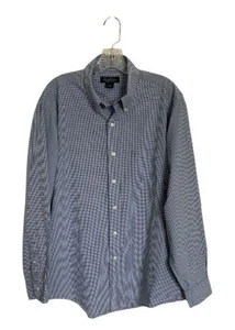 Brooks Brothers Button Down Shirt Men's L Blue White Check Long Sleeve Cotton - Picture 1 of 8
