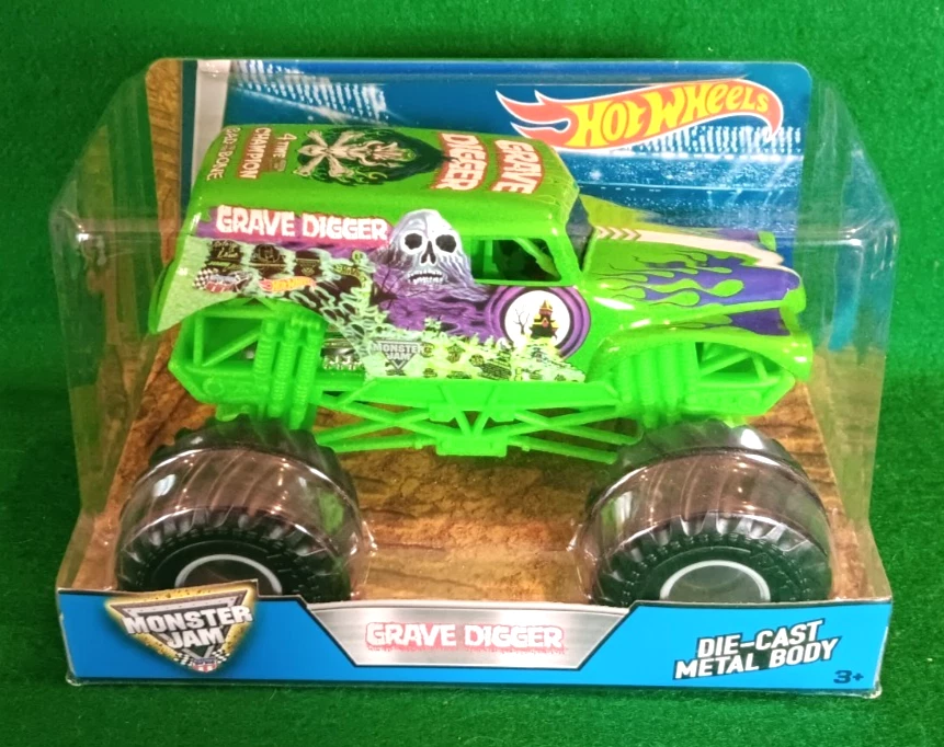 2016 Hot Wheels 1/24th Green Grave Digger, 4 Time Champion Monster Truck, NIP!!! - Image 1 of 3
