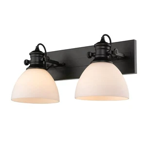 Golden Lighting Hines 2-Light Accent Light Fixture Rubbed Bronze and Opal Glass - Picture 1 of 11