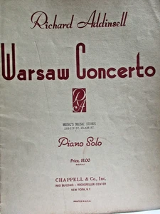 Partition - Concerto de Varsovie pour piano solo par Richard Addinsell - 1942 Chappell Co - Photo 1/3