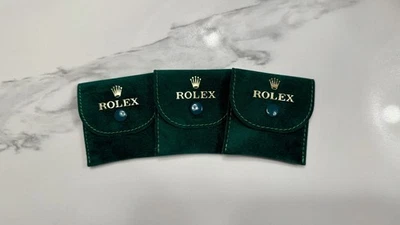 VERY RARE Authentic Rolex Green Velvet Ring Pouch Set of 3 - Image 1 of 2