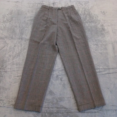 Talbots Dress Pants Womens Size 12 Gray Plaid Wool Blend Cuffed Lined Pleated - Image 1 of 4