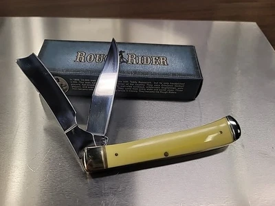 Rough Rider Smooth Yellow Razor Trapper Pocket Knife RR892 2 Folding Blades - Image 1 of 4