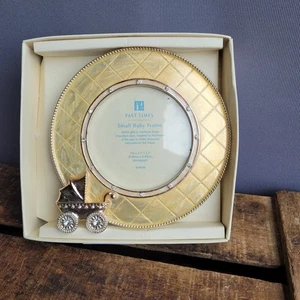 Vintage Past Times Round Gold Baby Photo Frame Pram Detail 3.5"×3.5" - Picture 1 of 4