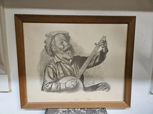 Happy Days Banjo Man de Jim Daly, 18,5" H x 22,5" W Litografía Impresión Enmarcada - Imagen 1 de 3