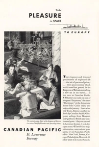 1933 Canadian Pacific: Take Pleasure in Space to Europe Vintage Print Ad - Bild 1 von 1