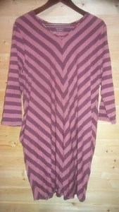 GUDRUN SJODEN 3/4 SLEEVE CHEVRON STRETCH LYOCELL/COTTON DRESS SZ L POCKETS - Imagen 1 de 5