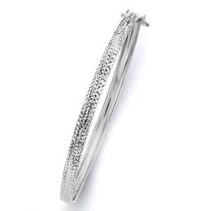 NEW 14K WHITE GOLD 5MM CRYSTAL DC FLEXIBLE BANGLE - Picture 1 of 2