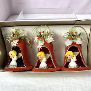 VINTAGE Velvet Tone Angel Bell Set of 3 Commodore with Box! RARE - Picture 1 of 12