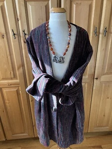 Kristi L Fiber Artist HandWoven Chenille Art to Wear Jacket/Cardigan Rare Large - Picture 1 of 10