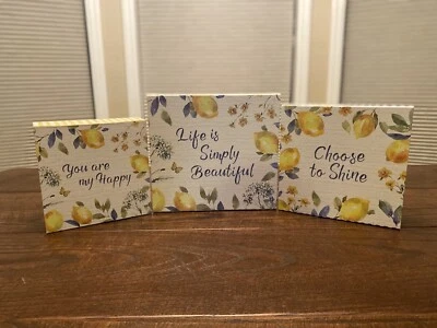 Yellow & Blue Farmhouse Lemon Checkered Decorative Storage Nesting Boxes (3) - Image 1 of 4