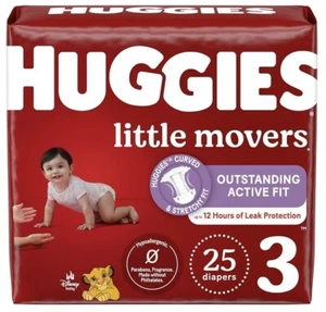 Huggies Little Movers Little Baby Disposable Diapers, Size 3, 25 Pack Sealed - Picture 1 of 2