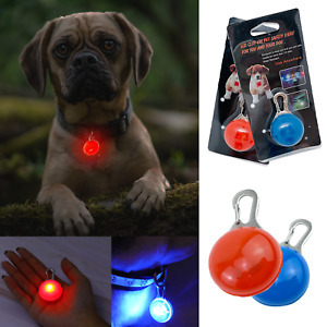 LED Clip-On Dog Collar Tag Safety Night Flashing Light Glow Pendant Waterproof 