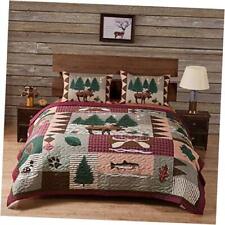  - GL-1105DQ Moose Lodge Quilt Set, Natural Queen
