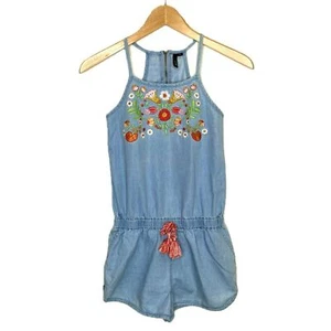 JOE'S Kids Chambray Floral Embroidered Tencel Cotton Tank Girls Size 10 - Picture 1 of 12