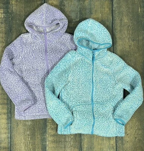 MTA Sport Girls Size Large 10/12 Purple & Blue Sherpa Zip Up Jackets! - Picture 1 of 7