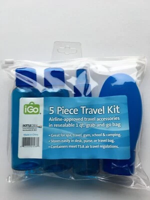 Blue iGo 5 Piece Travel Kit, Meets TSA Regulations, Airline, Camping, Spa - Image 1 of 4